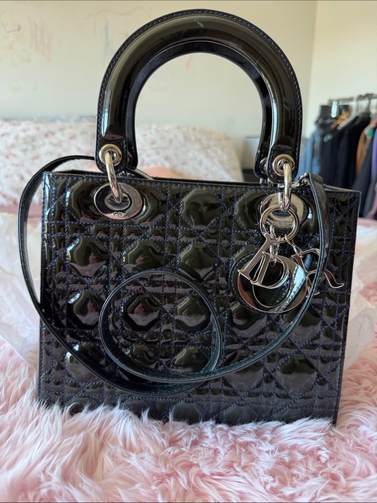 Dior Handbags - Christian Dior Hand Bag Navy Blue interior Patent black leather 3294702